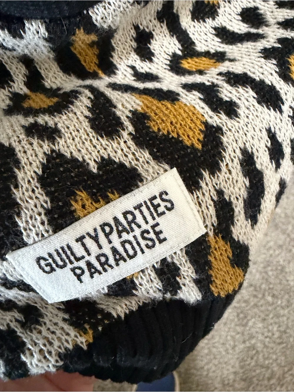 Designer leopard Print Button Cardigan in Black, White & Mustard